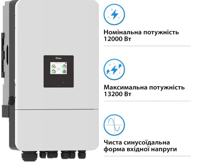 Інвертор Deye SUN-15K-SG05LP3-EU трифазний чиста синусоїда