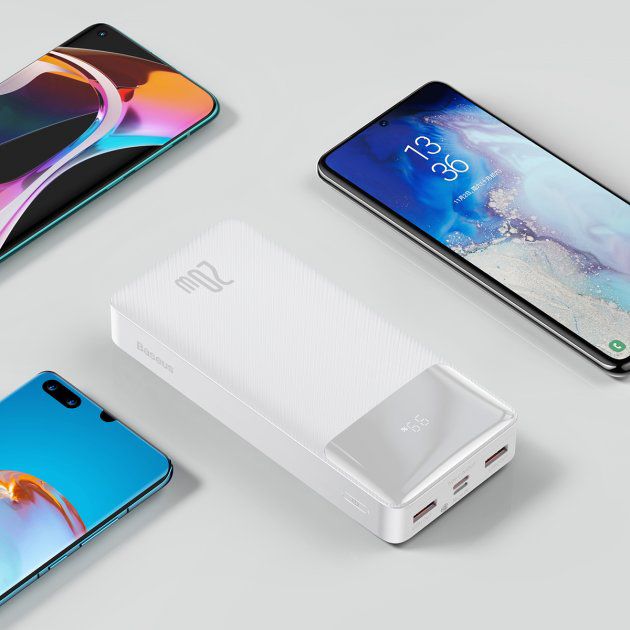 Батарея універсальна Baseus Bipow Digital Display 20W 30000mAh White (PPDML-N02)