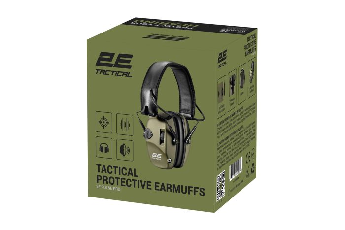 Тактичні захисні навушники 2E Pulse Pro Army Green NRR 22 dB, активні