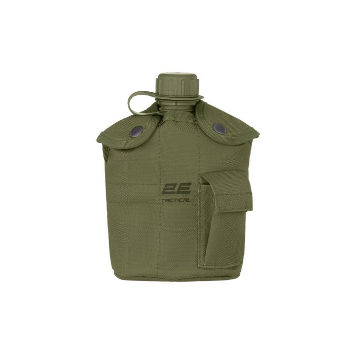 Фляга тактична у чохлі 2E Flask WB01, 1л, з кружкою для їжі, олива (2E-TACFWB01-ODGN)