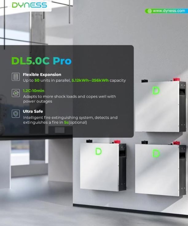 Літієва акумуляторна батарея Dyness DL5.0C PRO 51.2В 5.12 кВт•год 100А з підігрівом Wi-Fi модулем