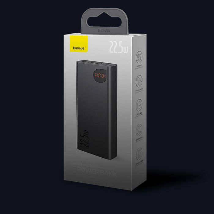 Батарея універсальна Baseus Adaman Metal Digital Display 22.5W 20000mAh black (PPAD000101)