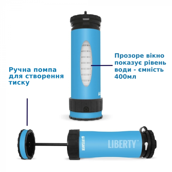 Портативна пляшка для очищення води LifeSaver Liberty Orange