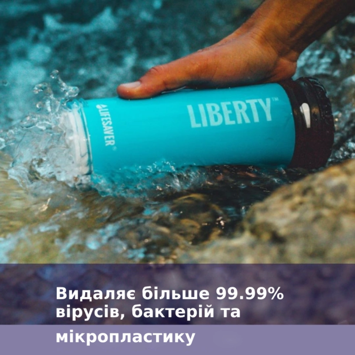 Портативна пляшка для очищення води LifeSaver Liberty Blue