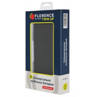 Батарея універсальна Florence TwinUp Li-Pol 20000mAh Black (FL-3061-K)